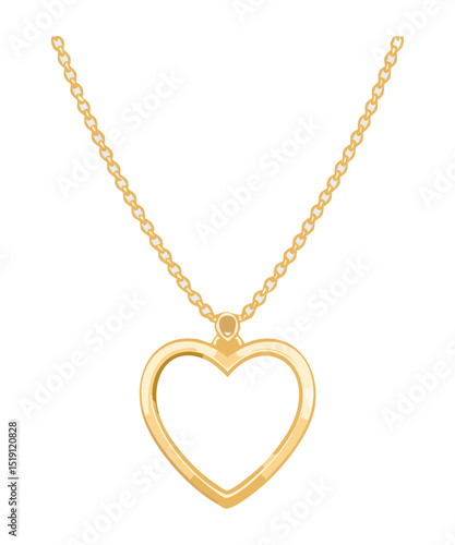 Golden Chain Necklace with Open Heart