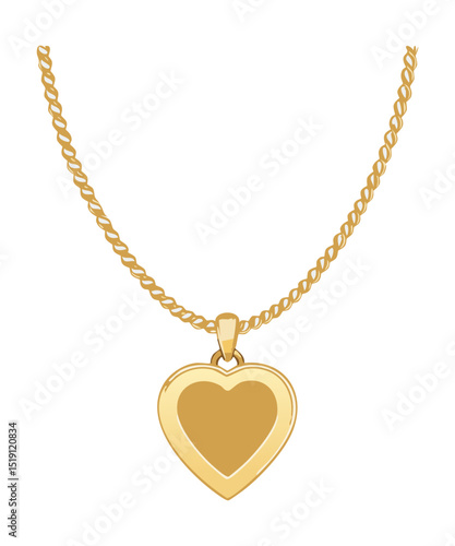 Golden Chain Necklace with Heart Pendant