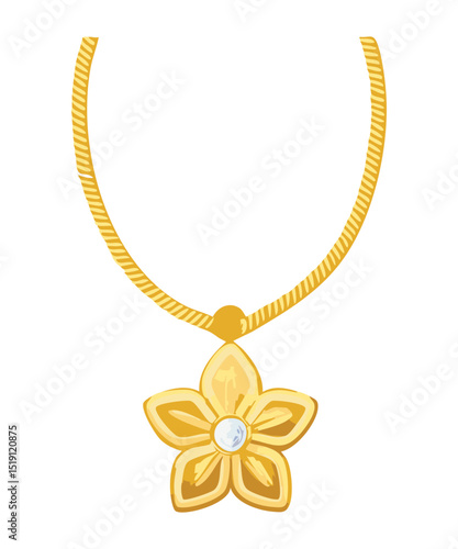 Gold Cord Necklace with Lotus Flower Pendant