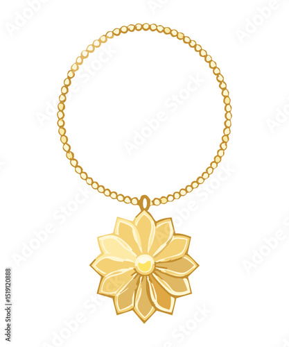 Golden Chain with Lotus Flower Pendant