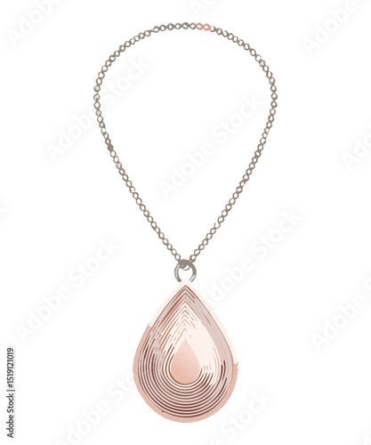 Silver Necklace with Pink Teardrop Gemstone