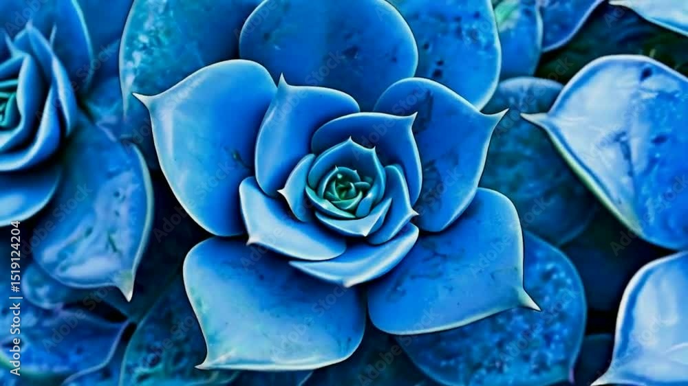 Vibrant blue succulent rosette, close-up view showcasing intricate leaf details. Vibrant blue succulent rosette, close-up view showcasing intricate leaf details.