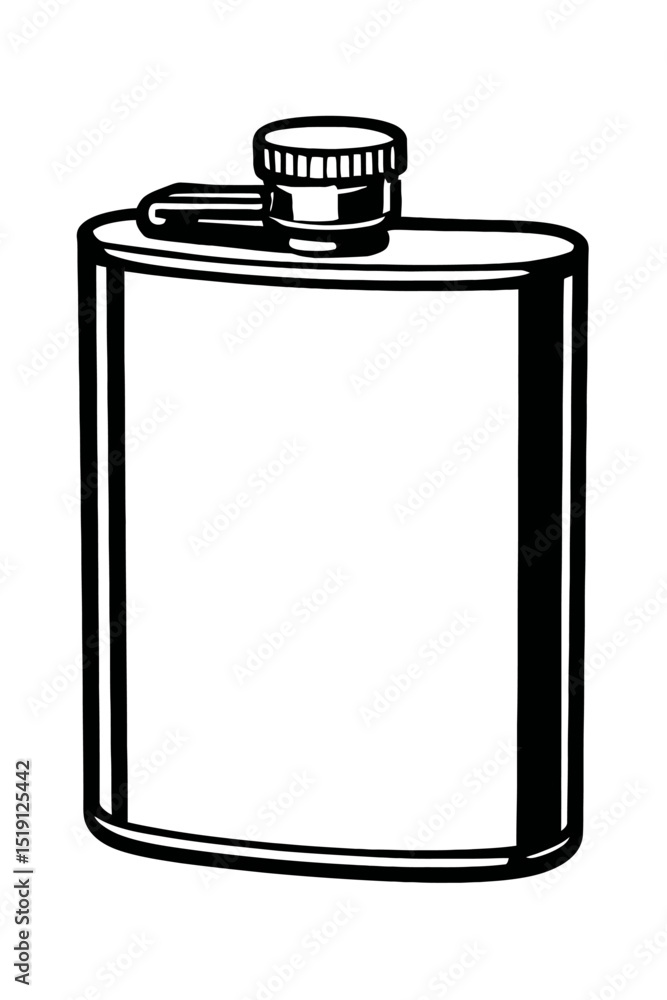 Classic Black and White Hip Flask Vector Icon - Ideal for Outdoor Adventures, Travel, and Spirit-Themed Designs Classic Black and White Hip Flask Vector Icon - Ideal for Outdoor Adventures, Travel, and Spirit-Themed Designs