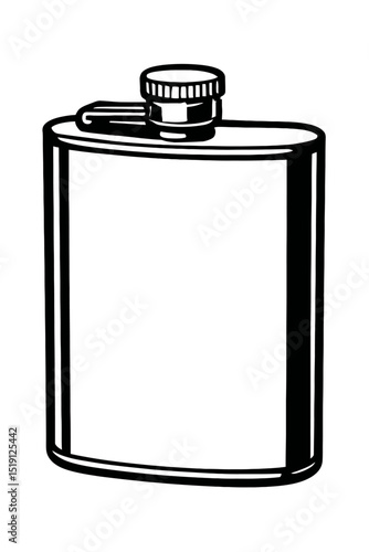 Classic Black and White Hip Flask Vector Icon - Ideal for Outdoor Adventures, Travel, and Spirit-Themed Designs