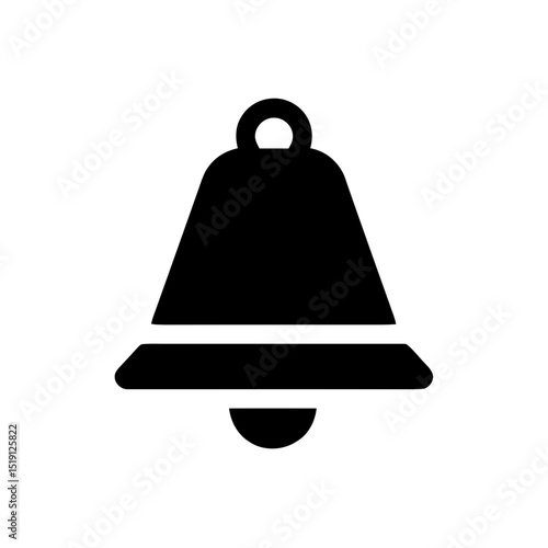 Classic notification bell icon, simple alert symbol. Traditional ringer graphic for updates and messages, user interface element illustration for notifications.