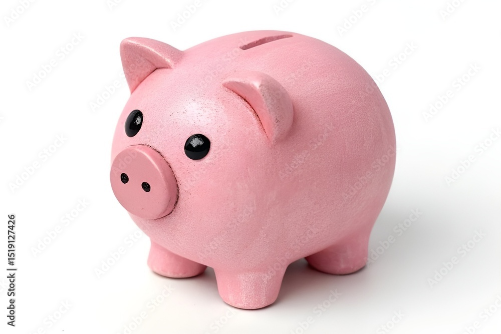 Realistic Pink Piggy Bank on White Background – Minimalist Smooth Glossy Finance Concept Realistic Pink Piggy Bank on White Background – Minimalist Smooth Glossy Finance Concept