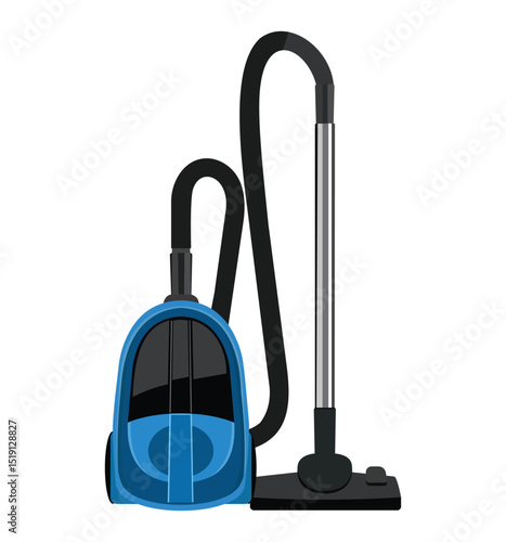 Blue bagless vacuum cleaner with telescopic wand