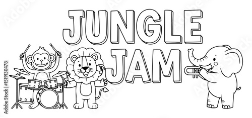 jungle jam musical animals vector illustration for kids