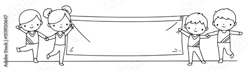 children holding empty banner gymnastics event illustration