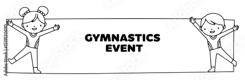 gymnastics event poster with girls vector illustration