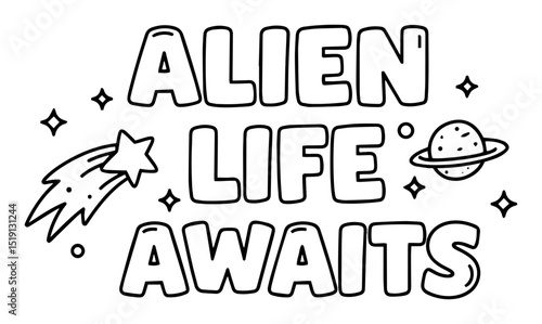 alien life awaits space exploration vector design