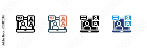 Online Training  icon set multiple style collection. Vector illustration.