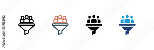 Funnel  icon set multiple style collection. Vector illustration.