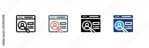 Online Recruitment  icon set multiple style collection. Vector illustration.