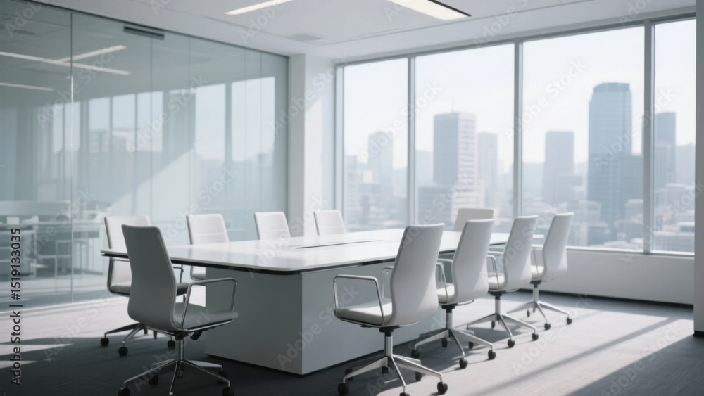 Empty chairs around a sleek table in a modern conference room, symbolizing collaboration and professionalism in a corporate setting. Empty chairs around a sleek table in a modern conference room, symbolizing collaboration and professionalism in a corporate setting.