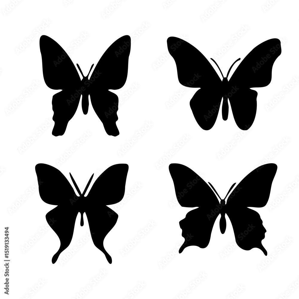 set of vector butterflies set of vector butterflies
