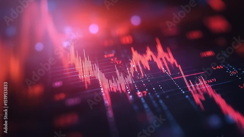 Wallpaper Mural Abstract financial chart with a falling trend in a red illuminated scene Torontodigital.ca