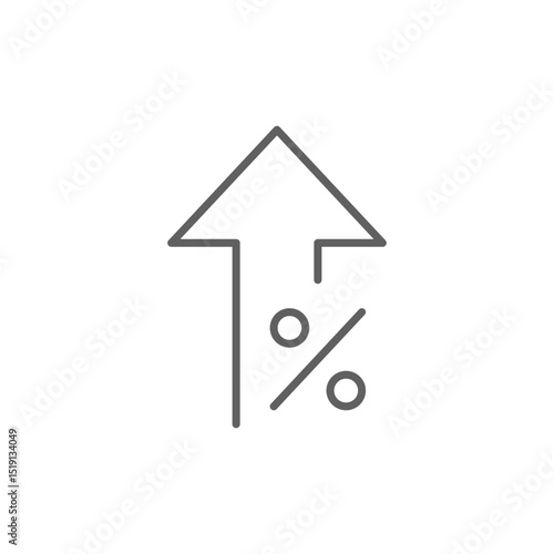 Up Arrow with Percentage Symbol Outline Icon Editable Stroke Representing Growth Interest Rate or Inflation Increase