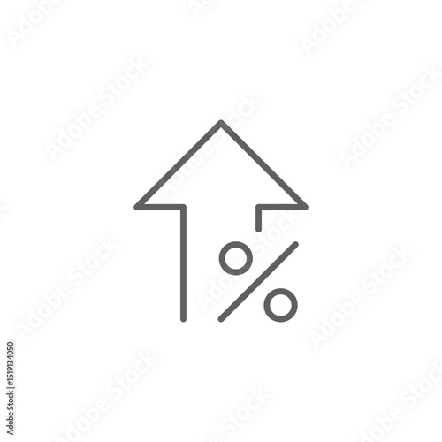 Arrow Up Line Icon with Percent Sign Showing Sales Growth Revenue Increase or Financial Improvement Vector