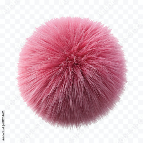 abstract 3d soft hairy fluffy fur ball or pom-pom in different color style isolated on white background