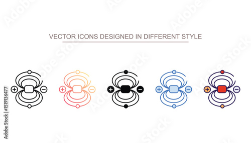 Magnetic Field icon design with white background stock illustration