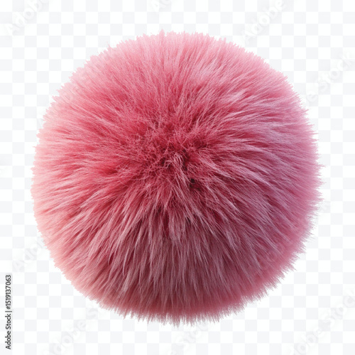 abstract 3d soft hairy fluffy fur ball or pom-pom in different color style isolated on white background