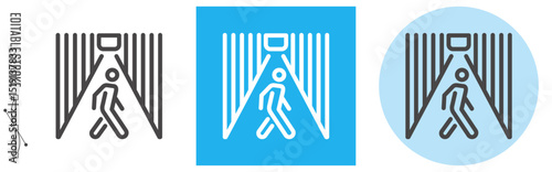 人感センサー、防犯・ホームセキュリティ｜ライン・アイコン [線の編集可能]