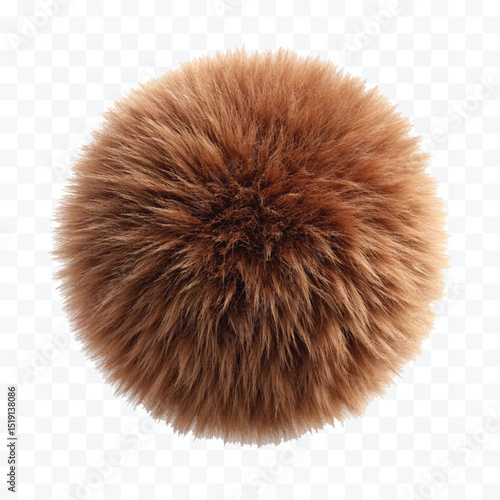 abstract 3d soft hairy fluffy fur ball or pom-pom in different color style isolated on white background