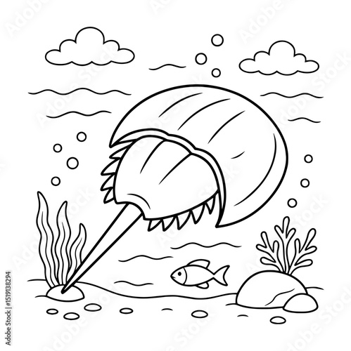 horseshoe crab underwater prehistoric animal vector
