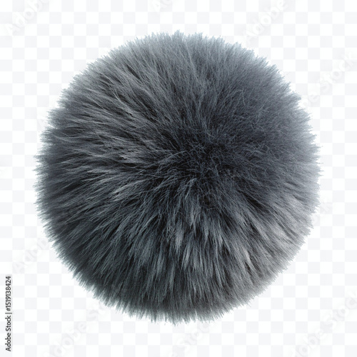 abstract 3d soft hairy fluffy fur ball or pom-pom in different color style isolated on white background