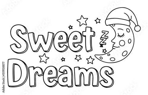 sweet dreams quote with moon and stars illustration