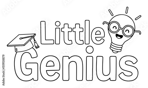little genius quote with light bulb and graduation cap