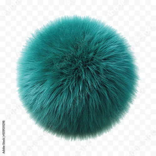 abstract 3d soft hairy fluffy fur ball or pom-pom in different color style isolated on white background