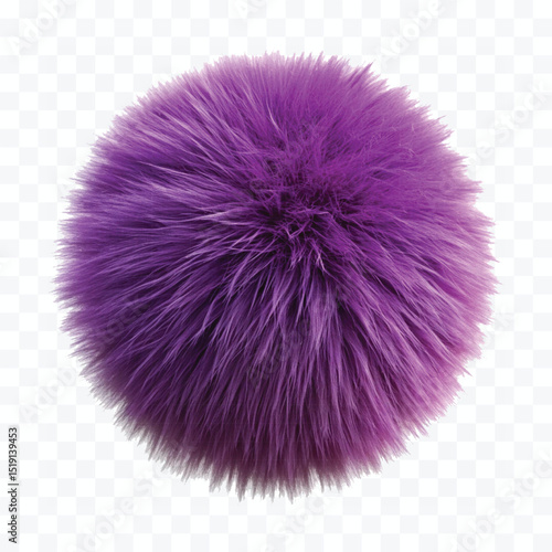 abstract 3d soft hairy fluffy fur ball or pom-pom in different color style isolated on white background