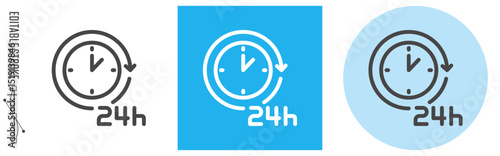 24時間対応、防犯・ホームセキュリティ｜ライン・アイコン [線の編集可能]