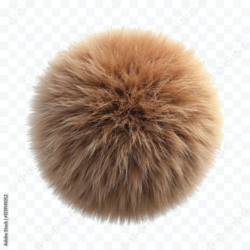 abstract 3d soft hairy fluffy fur ball or pom-pom in different color style isolated on white background