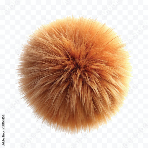 abstract 3d soft hairy fluffy fur ball or pom-pom in different color style isolated on white background