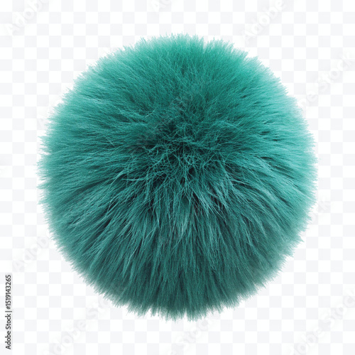abstract 3d soft hairy fluffy fur ball or pom-pom in different color style isolated on white background