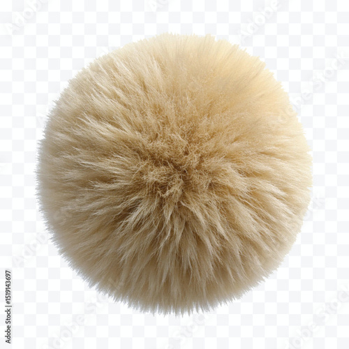abstract 3d soft hairy fluffy fur ball or pom-pom in different color style isolated on white background