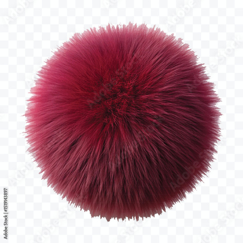 abstract 3d soft hairy fluffy fur ball or pom-pom in different color style isolated on white background