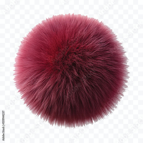 abstract 3d soft hairy fluffy fur ball or pom-pom in different color style isolated on white background