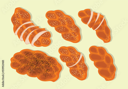 Delicious challah bread vector illustrations perfect for bakery ads and websites