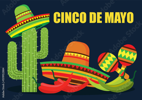 Vibrant cinco de mayo fiesta celebration vector illustration