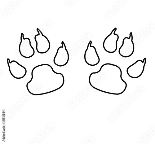 Cute cartoon hand drawn vector animal paw footprint outline.