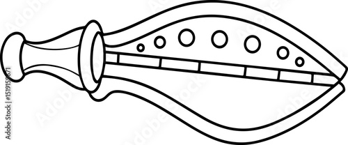 Ocarina black outline vector and illustration, coloring book page