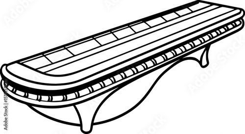 Santoor black outline vector and illustration, coloring book page