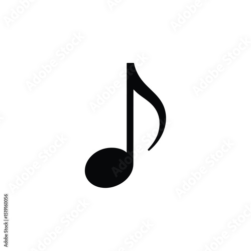 Black Quarter Note Illustration Isolated on White Background for Musical Concepts