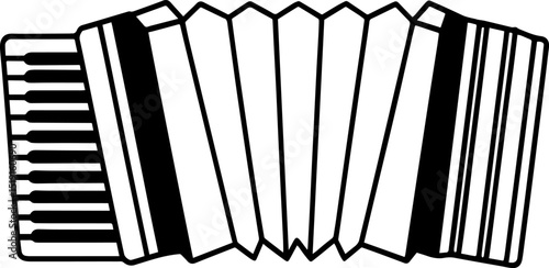 Accordion black outline vector and illustration, coloring book page
