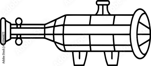 Bombarde black outline vector and illustration, coloring book page
