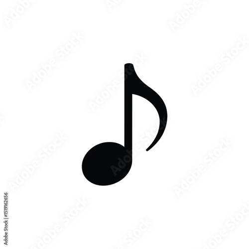 Isolated Eighth Note Musical Symbol in Black on a White Background Design